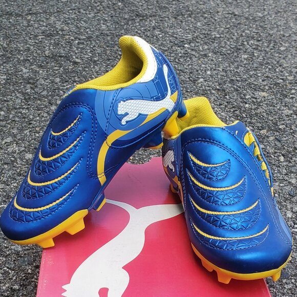 PUMA POWERCAT 3.10 Elektro FG Junir Soccer Cleat Football boot Youth Blue 102381 - Picture 1 of 5